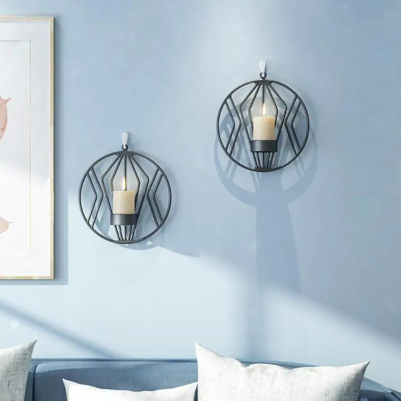 

Nordic Style Wall Mounted Candlestick Wall Candle Holder Metal 3D Geometric Shape Candle Holder Creative Home Decoration