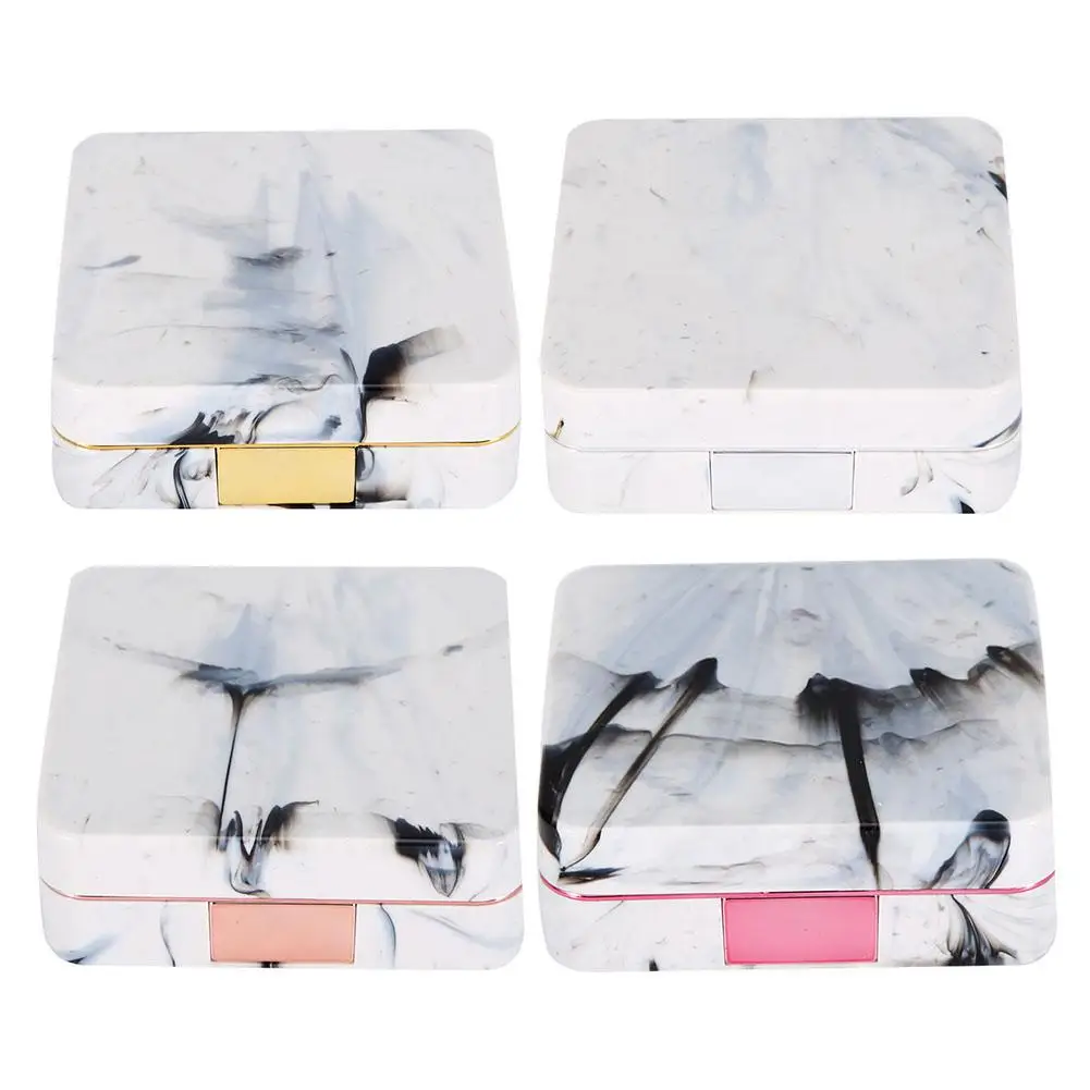 

Portable Marble Surface Mirror Square Soaking Contact Lens Case Travel Container Holder Storage Box