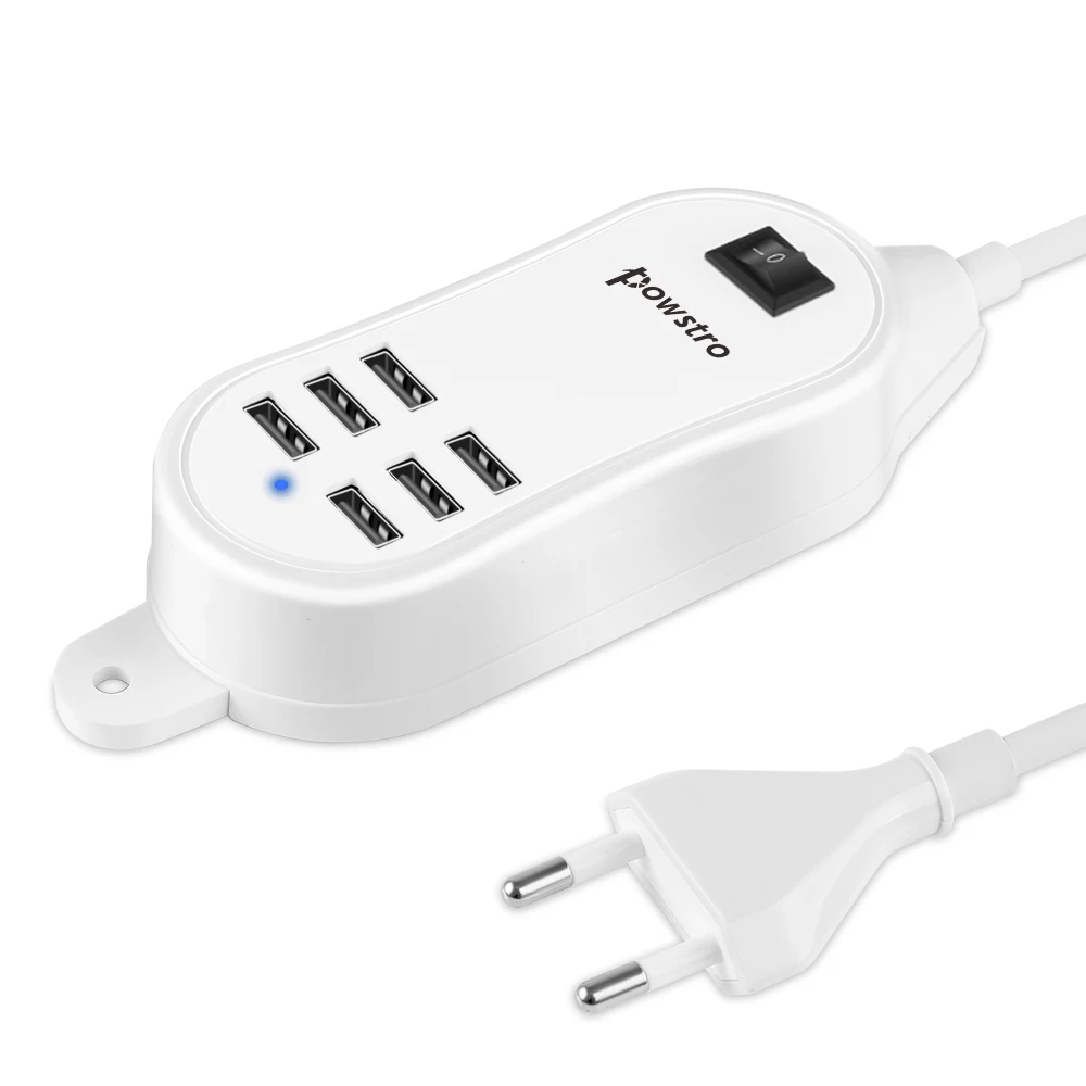 Powstro 6 usb портов телефон зарядное устройство концентратор 25 Вт 5A Настольный ЕС/США настенная розетка зарядка Расширение адаптер питания от сети для iPhone