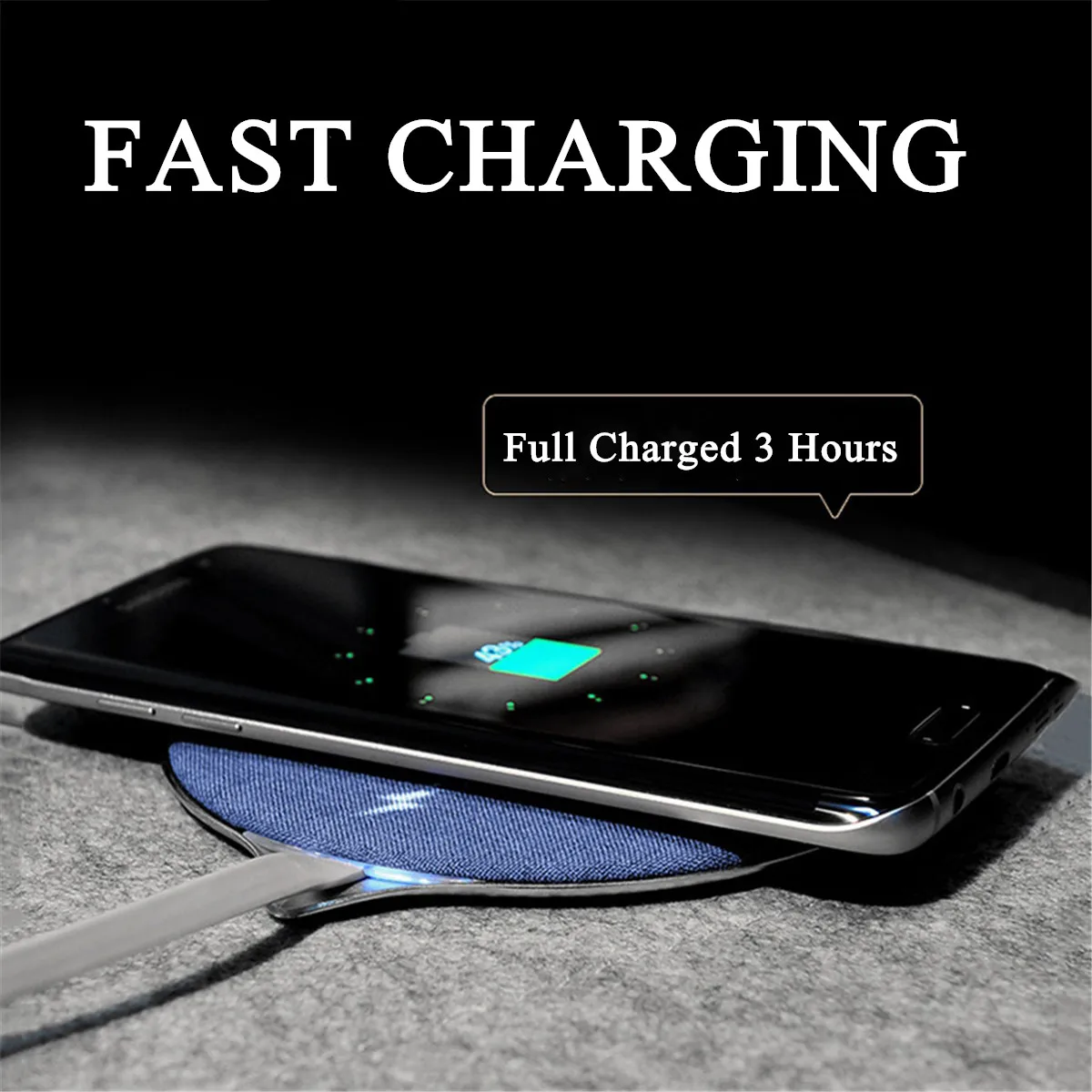 

Fast Charger Pad Qi Wireless Metal Cloth Charging Mat for iPhone for Samsung 9V/10 plus 7.5W Ultra Thin 5V Standard Charging