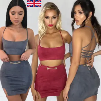 

2018 New Fashion Summer Women Clothes Set Bodycon Two Piece Bandage Backless Crop Top And Slim Mini Skirts Sexy Women Outfits