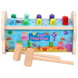 Детские деревянные Хлопушка музыкальные дети родитель-ребенок Взаимодействие океан Whack-a-mole Puzzle Toys