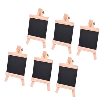 

Wooden Blackboard with PVC Panel Tabletop Presentation Board Mini Easel Pine Chalkboard with Adjustable Wooden Stand Set of 6