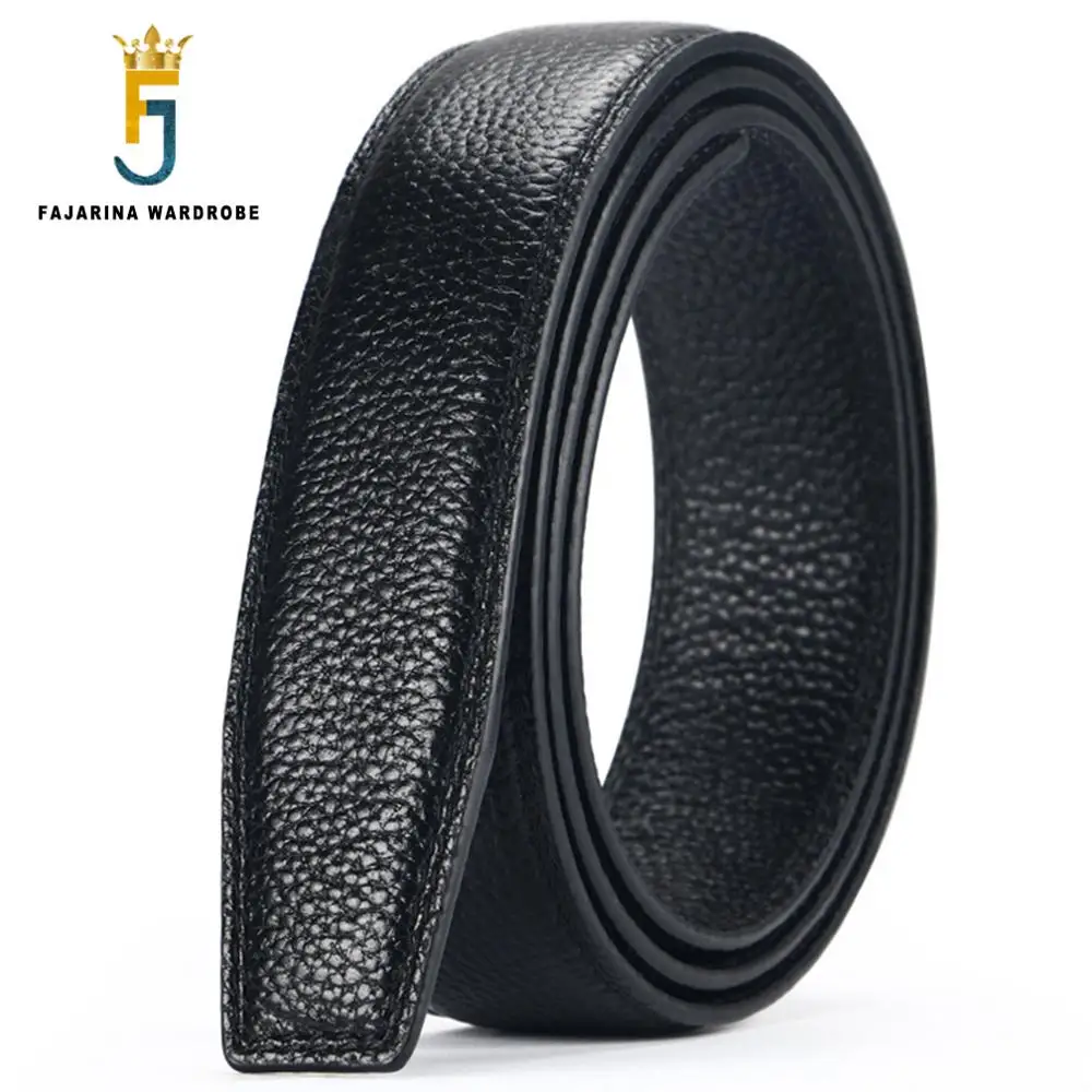 FAJARINA High Quality Cow Genuine Skin Cowhide Leather Black Belt Automatic Ratchet Styles Belts Strap without Buckle FJ18026