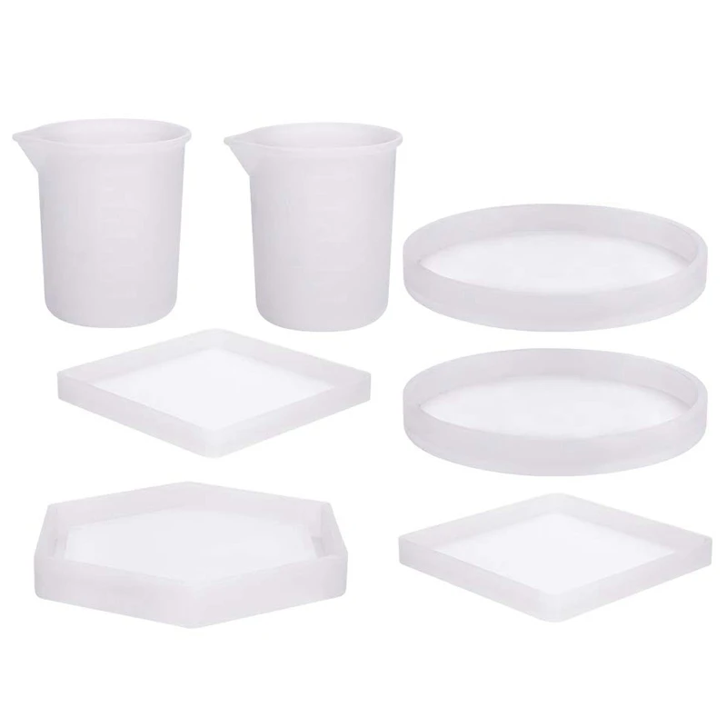 

Diy Silicone Coaster Resin Molds 5 Pack Epoxy Casting Molds Including Round Hexagon And Square Mold For Resin Concrete Cement