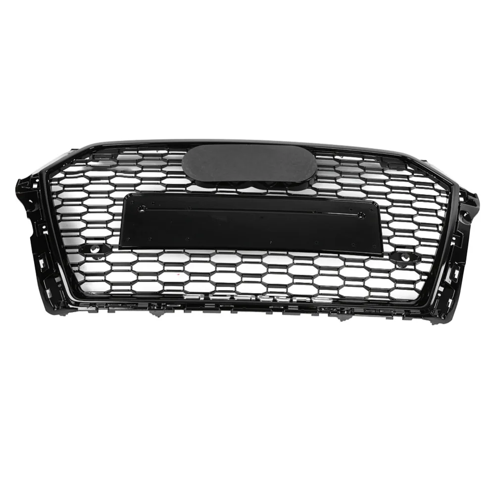 

Front Sport Hex Mesh Honeycomb Hood Grill Gloss Black for Audi RS3 A3/S3 8V 2017 2018 car covers Car Accessories Car Styling
