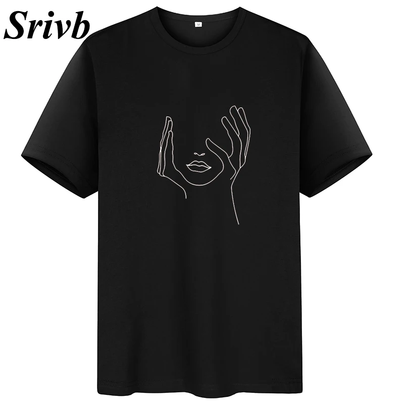 Srivb кавайная футболка для женщин Tumblr забавная футболка с графикой для хипстеров женская черная белая модная хлопчатобумажная Женская футболка Топы