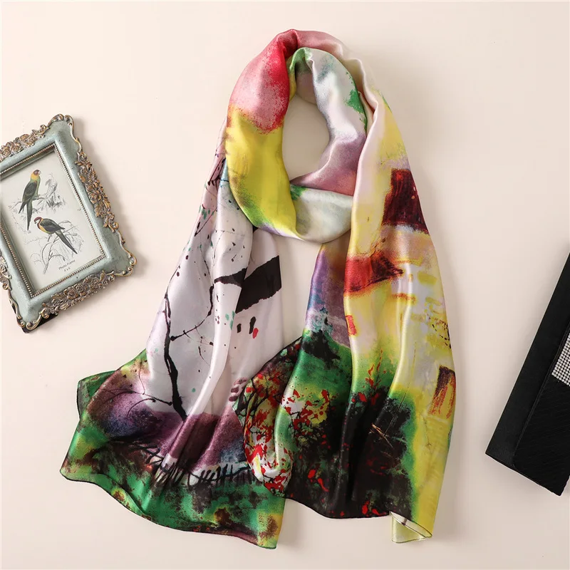 

2019 designer brand women scarf summer silk scarves print long size shawls and wraps for lady pashmina bandana foulard hijabs