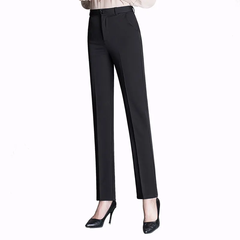 

Plus Size 9XL Spring Summer New Ladies Korean OL Black Straight Pants Pantalon Femme Casual High Waist Trousers For Women