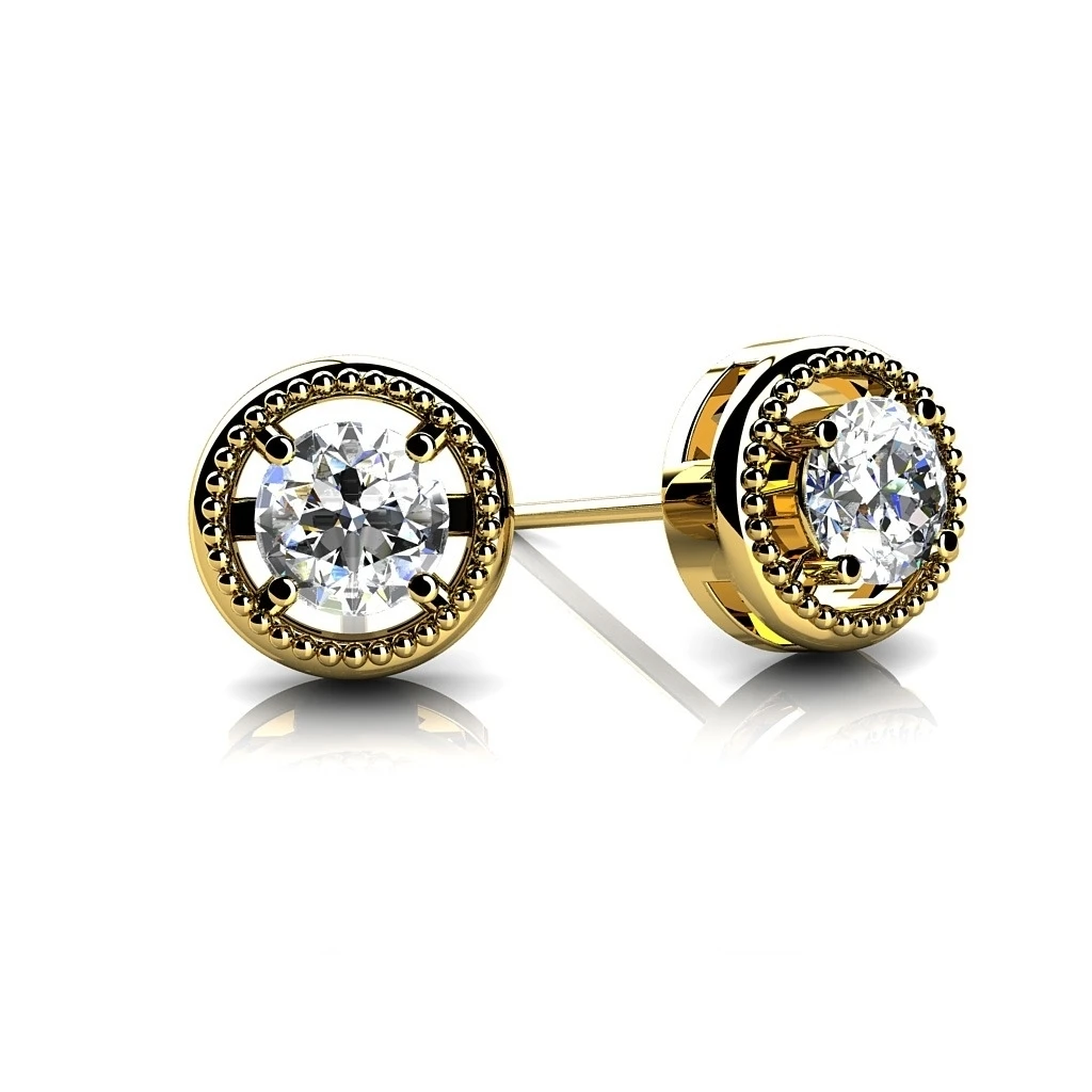 Solid 18 k желтое золото 1 ct D VVS1 круглый вырезание кругом Размещенный серьги|Серьги| |