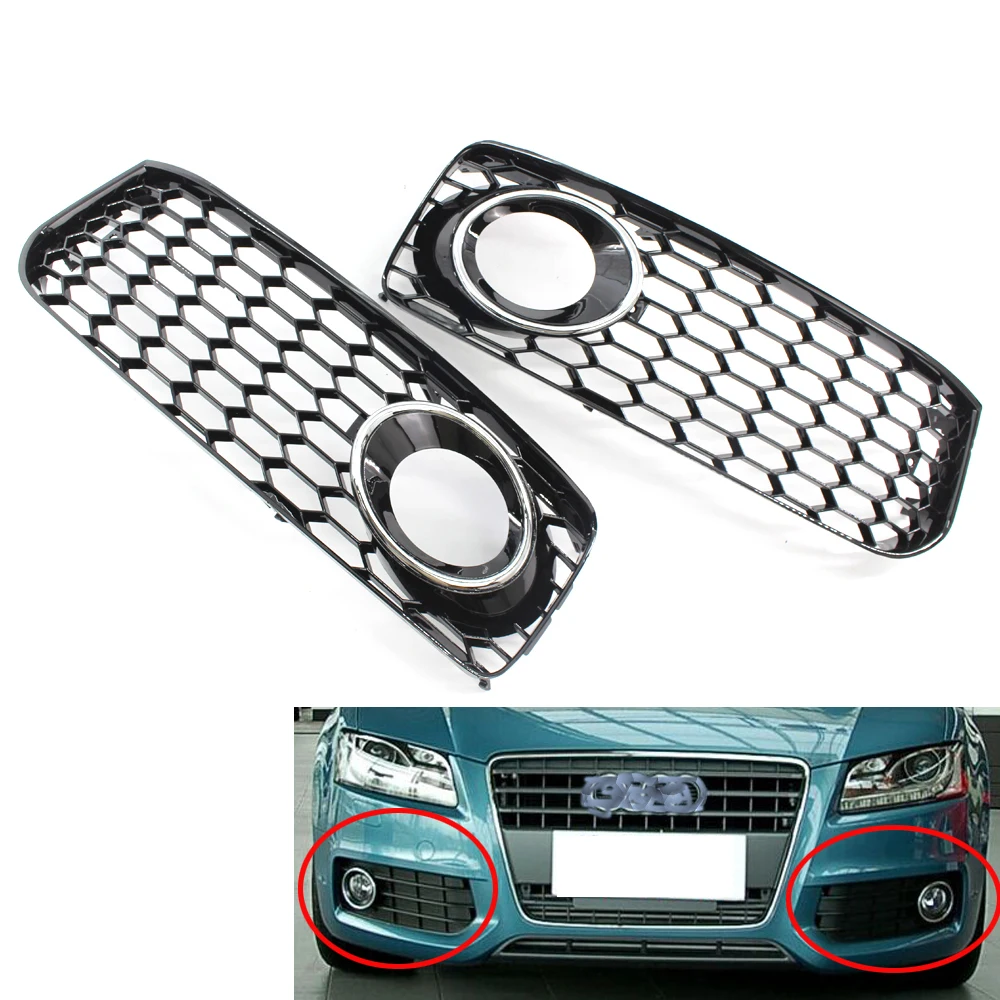 

For 2008-2012 AUDI A5 S-Line HONEYCOMB Front BUMPER FOG LIGHT GRILLE COVER CHROME