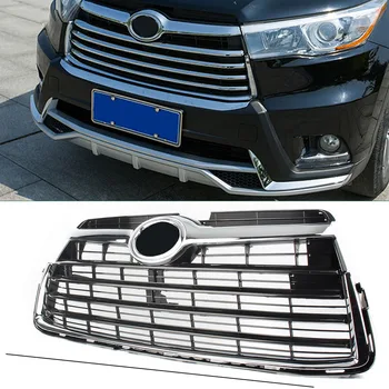 

For Toyota Highlander 2014 2015 2016 Car Front Bumper Radiator Grille Upper Hood Grill Chrome ABS Plastic