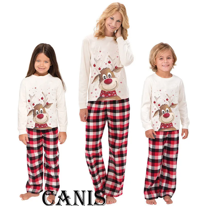 Christmas Pajamas Set for Family Matching Outfits - XMAS PJs for Adults and Kids - Cute Party Nightwear Pyjamas with Cartoon Deer Sleepwear image 2