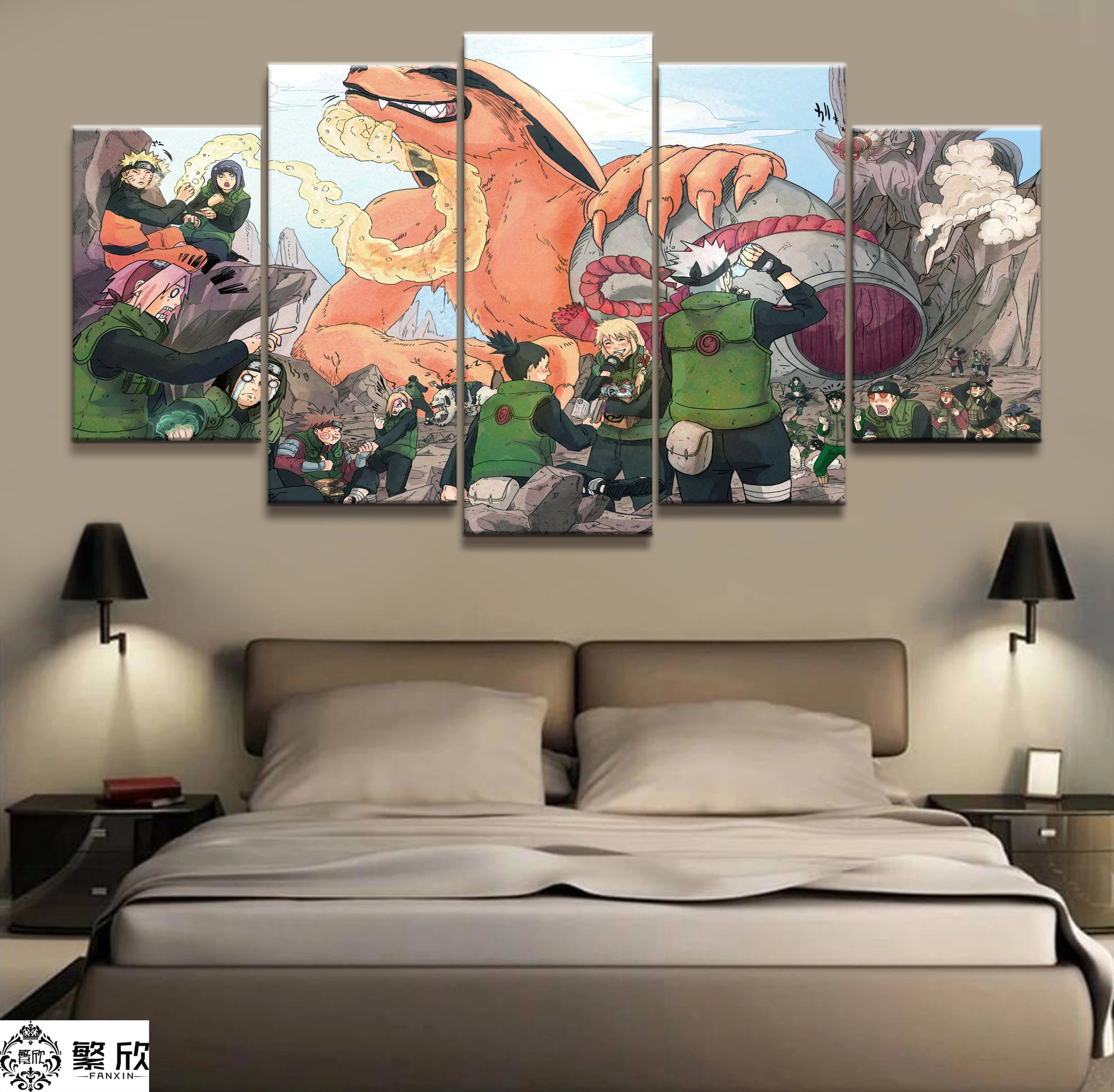 

5 Panel Canvas Printed Naruto Sasuke Animation Poster Home Decor For Living Room Picture Wall Painting Modern Canvas Wholesale