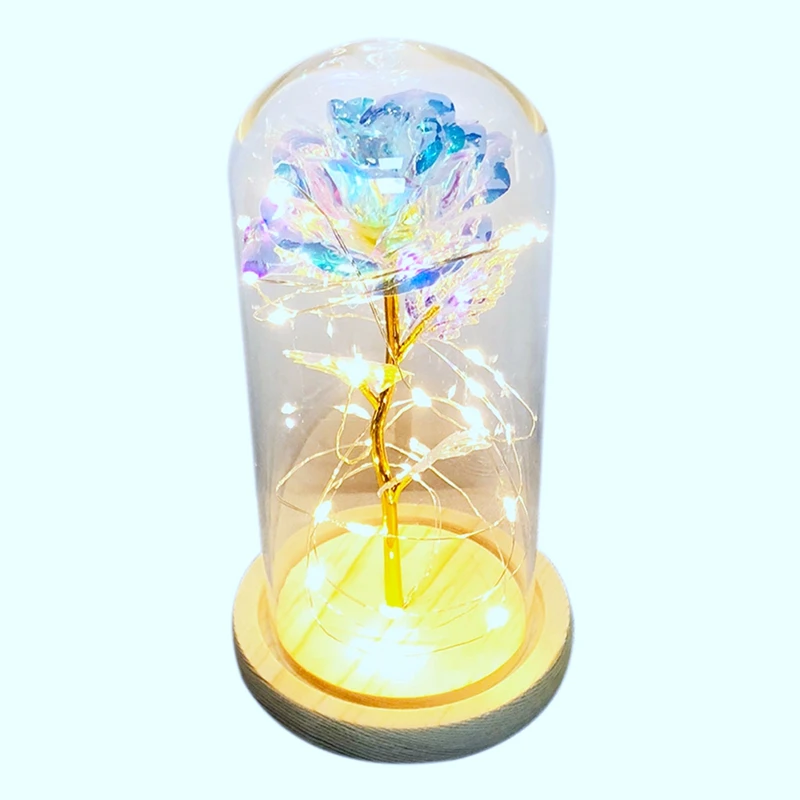 

Beauty & The Beast Gold-Plated Rose With Led Light In Glass Dome For Wedding Party Mother'S Day Gift