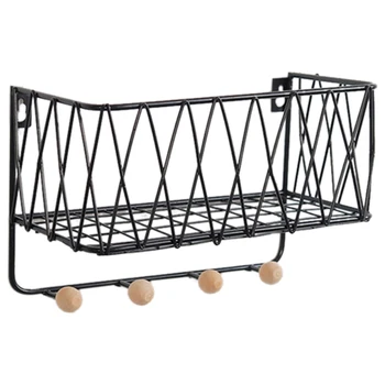 

Simple Nordic Wrought Iron Grid Wall Shelf Ornaments Home Wall Hook Wall Mounted Storage Rack Decoration Housekee