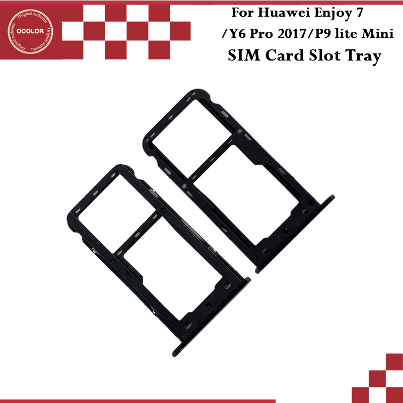 

ocolor For Huawei P9 lite Mini SIM Card Slot SD Card Tray Holder Adapter Assembly Repair Parts For Huawei Enjoy 7 Y6 Pro 2017
