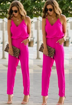 

Women strap wide legs Bodycon Jumpsuit V-neck Romper Trousers Clubwear