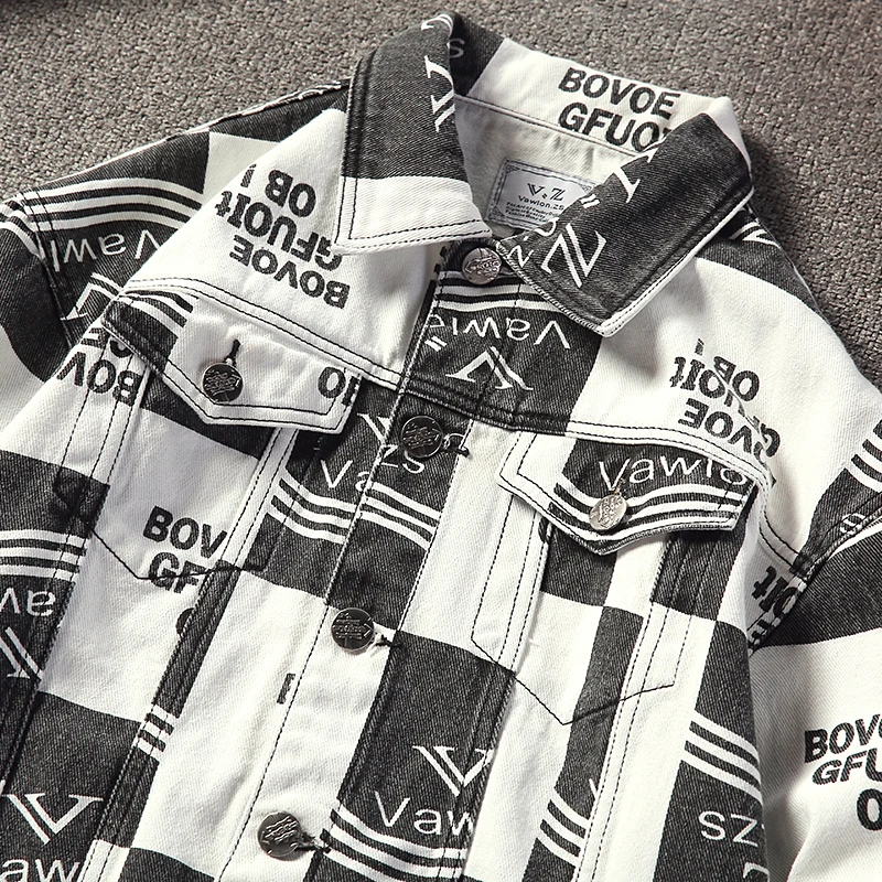 Spring New Denim Jacket Men Fashion Letter Printing Casual Jacket Man Streetwear Wild Hip Hop Loose Bomber Jacket Male Clothes Spring New Denim Jacket Men Fashion Letter Printing Casual Jacket Man Streetwear Wild Hip Hop Loose Bomber Jacket Male Clothes