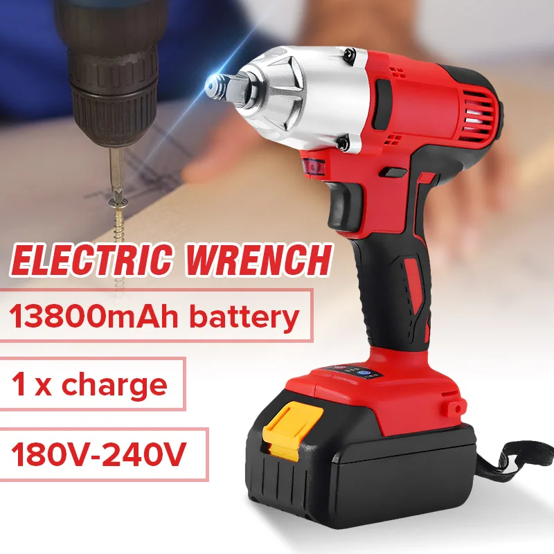 

21V 2500rpm 128TV Cordless Brushless Impact Wrench 340Nm Waterproof Electric Impact Wrench Power Tools 13800mAh Lithium Battery