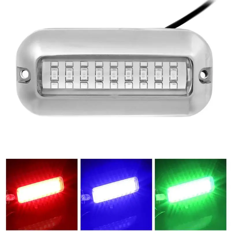 RED 27LED STAINLESS UNDERWATER Rv PONTOON TRANSOM MARINE DRAIN FISH BOAT LIGHT
