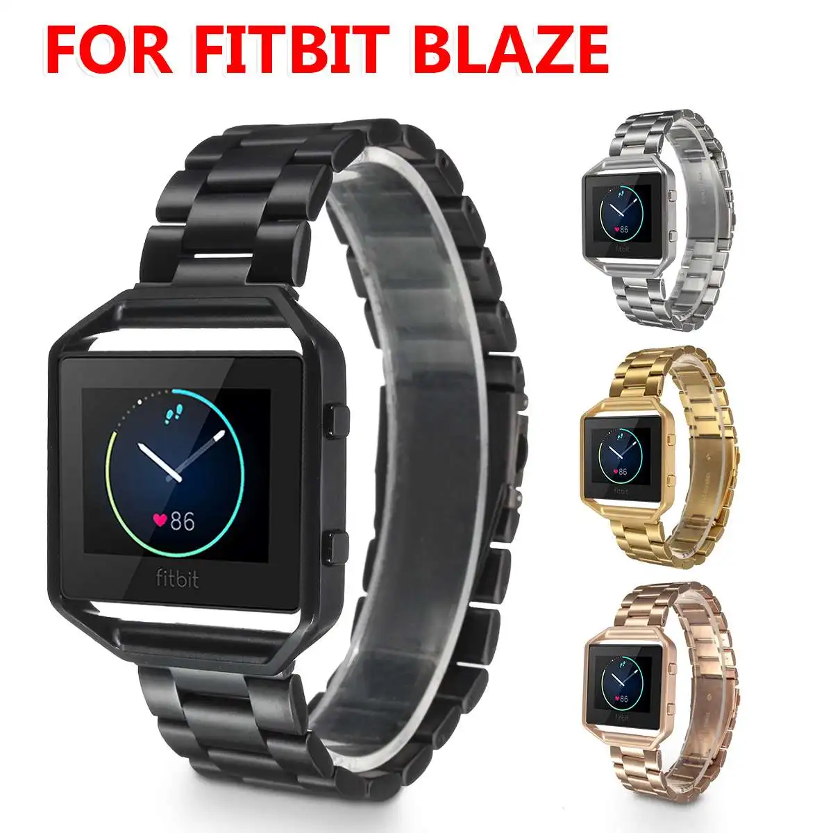 21 мм нержавеющая сталь часы полосы ремешок с металлической рамки для Fitbit Blaze Смарт Браслет ремешок ремень