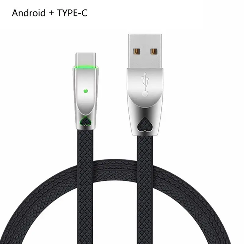 Нейлоновый плоский кабель USB для передачи данных Android type-C смарт-кабель телефона