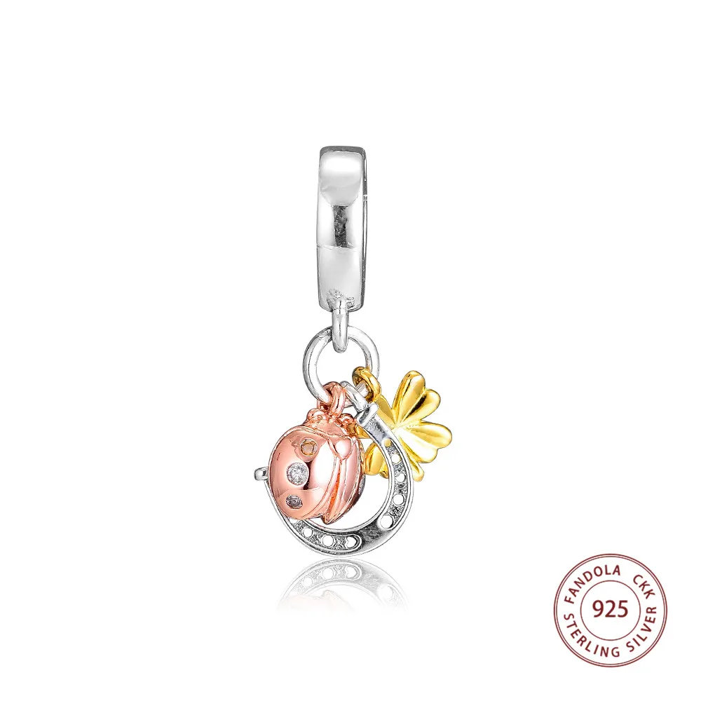 

100% 925 Sterling Silver Horseshoe, Clover and Ladybird Charm Beads Fits Pandora Bracelets Necklace Charms Silver 925 Jewelry