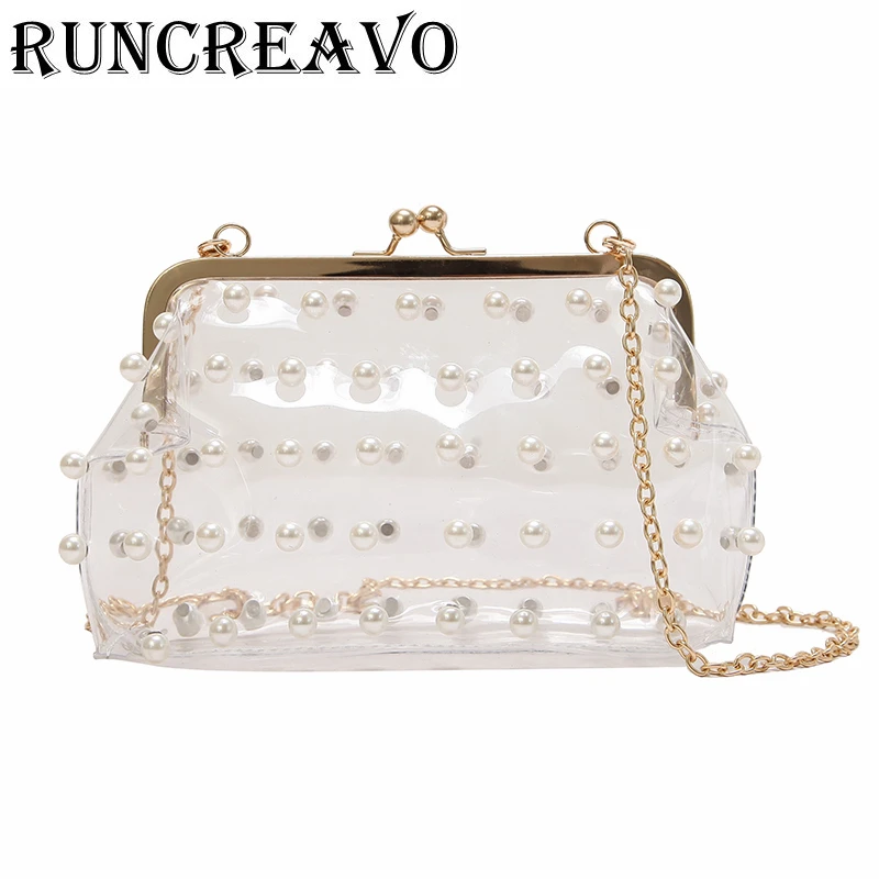 Pvc Frizione Borsa Tracolla Trasparente Ragazze Del Con In White 2018 Di Della Piccola Donne Modo Catena Messaggero Delle Ologramma Laser Colorata Perla Sacchetto YHw6I1