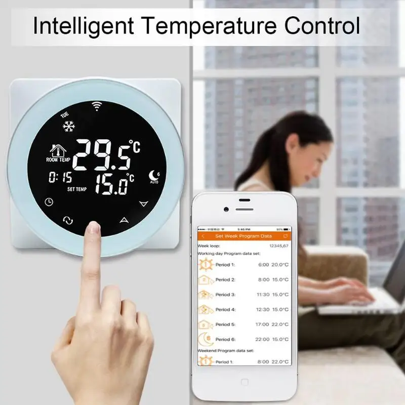 

Intelligent WiFi Temperature Controller Thermostat for Alexa/Google Home EU Plug (220-240V) US Plug (90-110V)