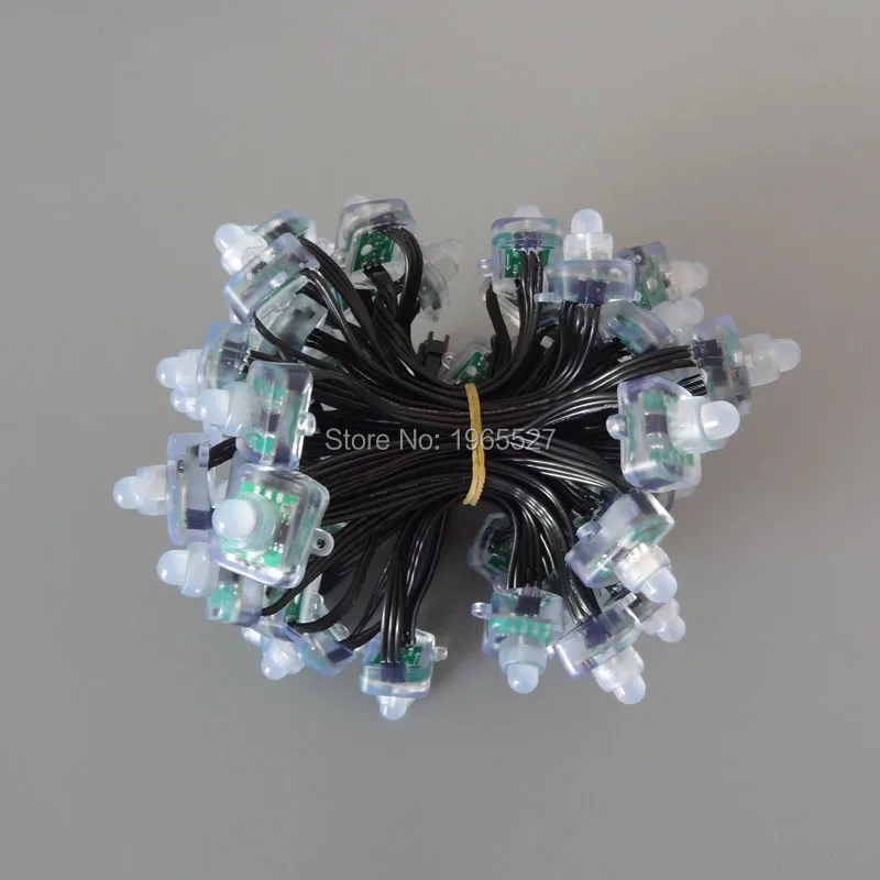

18AWG wire 100pcs/set square 5V 12mm WS2811 UCS1903 SM16703 full clor rgb led pixel light module lamp;all BLACK,waterproof IP68