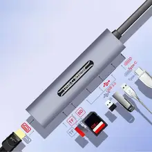 7 в 1 type-C концентратор USB C адаптер с HDMI type-C зарядка PD порт USB 3,1 порты TF слот Micro SD карта для ПК телефон MacBook Pro