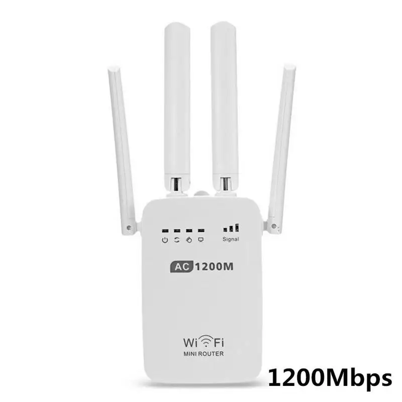

HOT AC 1200M WiFi Router Amplifier Network Expander Repeater Power 5G Extender Antenna Router Wi-Fi with External Antennas