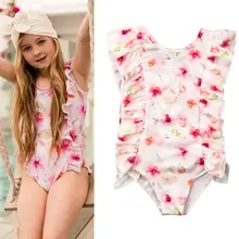 Бикини с оборками и цветочным рисунком для малышей, детское бикини для девочек, цветочный кружевной купальник, купальный костюм, детская одежда для пляжа