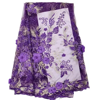 

Big Sales!Appliqued double layer flowers pattern with stones and beads Tulle lace TW58 Free shipping cheap price Dress Fabric