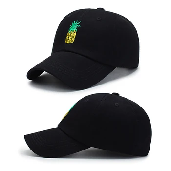 

2019 New Fashion Pineapple Embroidered Baseball Cap Neutral Cotton Fruit Hipster Adjustable Woman Man Hat Unisex Male and Female
