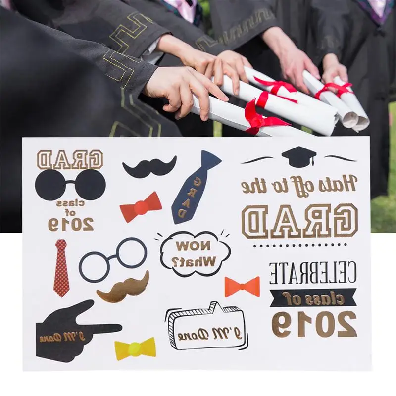 

3pcs/Pack Waterproof Sticker Stylish Exquisite Graduation Temporary Non-Toxic Tattoo Stickers For Student Graduate Party