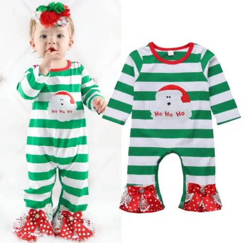  Canis Newborn Baby Girls Santa Christmas Romper Jumpsuit Sleepwear Pajamas 0-18M
