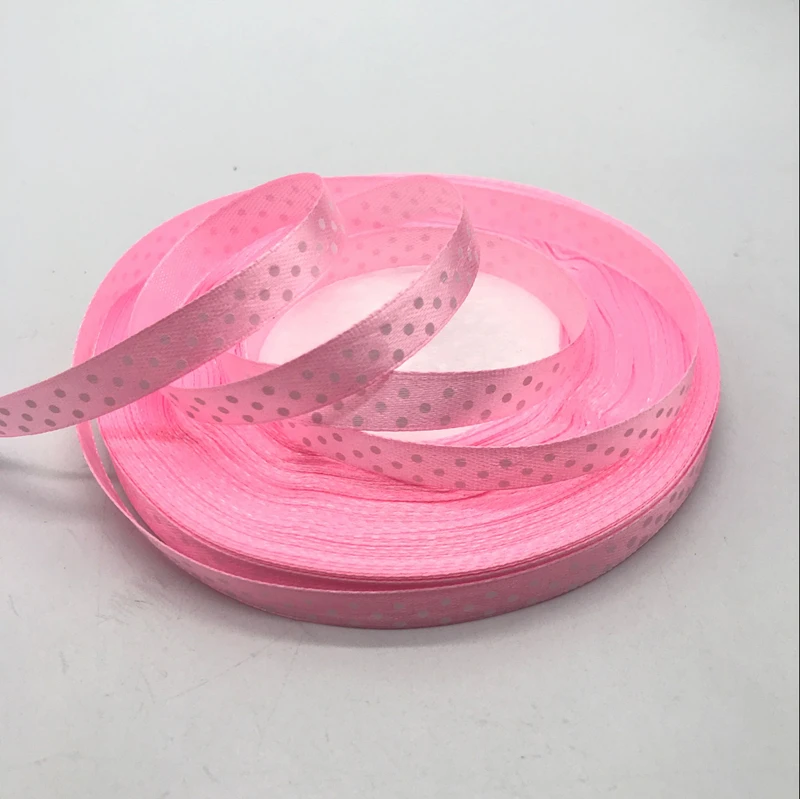 5yards/lot 3/8"(10mm) Dots Satin Ribbon Printed Polyester Ribbon DIY Bow Hair Wedding Handmade Materials