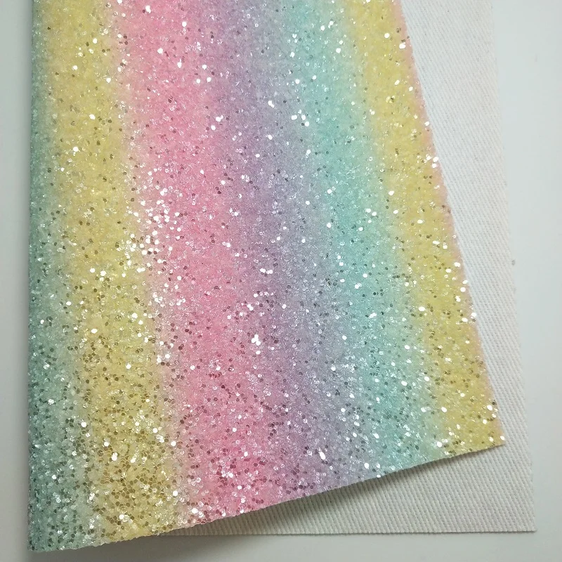 

2PCS A4 SIZE 21X29CM Rainbow Chunky Glitter Leather Fabric Synthetic Leather for DIY Accessories 3S10B