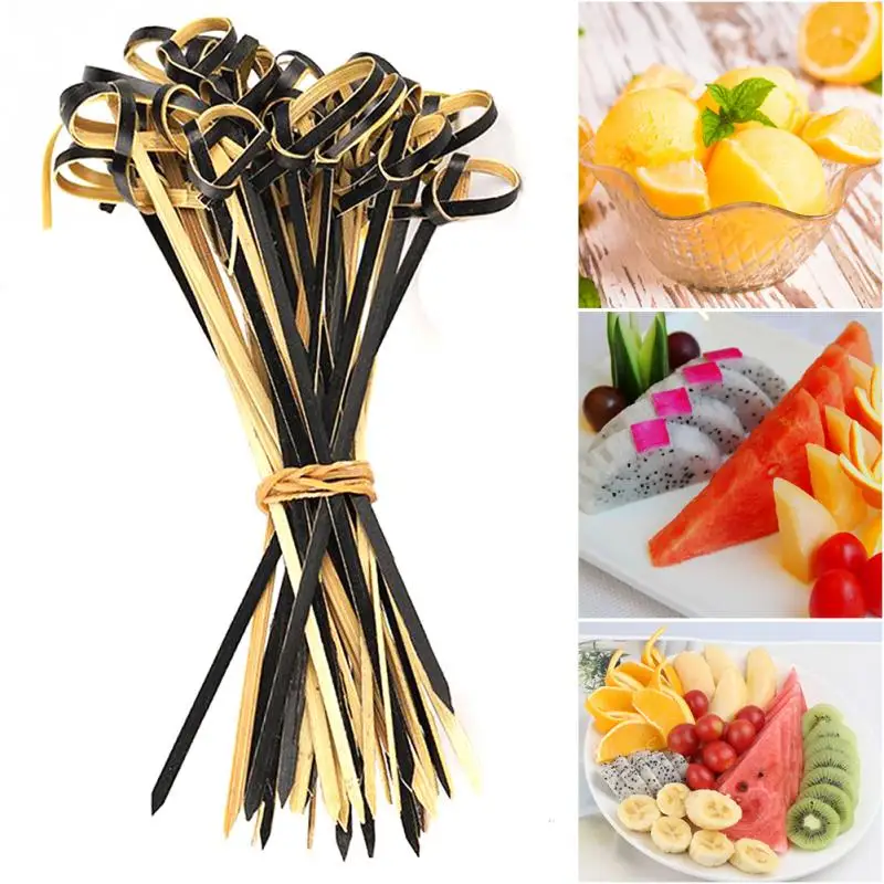

100 Pcs 13 cm Food Cocktail Sandwich Fork Stick Skewer Bamboo Knot Skewers Cocktail Sticks Canape Buffet Tableware