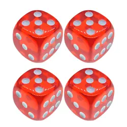 4Pcs Dice 18mm 6-Sided Solid Red Dice Translucent Rounded Corner Dados for Games Party Dices Gambling Accessories Dobbelstenen игральные кости