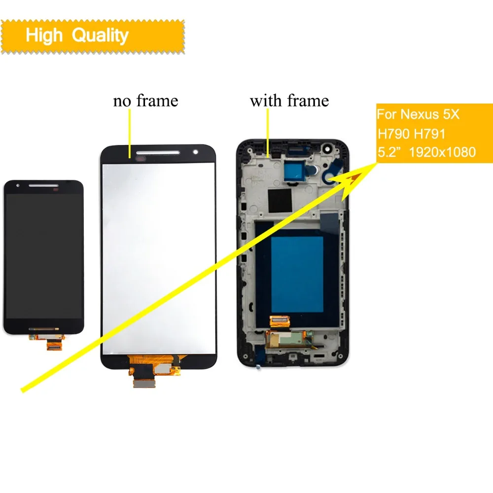 

10Pcs 5.2" ORIGINAL Display for LG Google Nexus 5X LCD Touch Screen with Frame for LG Nexus 5X LCD Display Replacement H790 H791