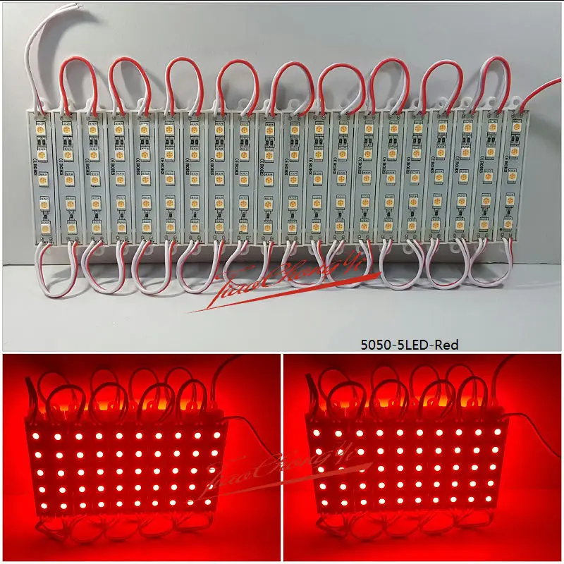 20 шт. светодиодный модуль 7512 5050 красный 5led водонепроницаемый супер яркая