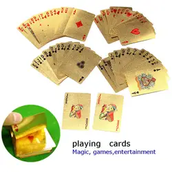 Водостойкие пластиковые игральные карты Золотая фольга покер Золотая покерная карты 24 к золотые игральные карты CardsPoker настольные игры