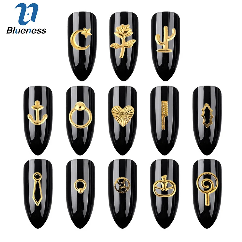 

Blueness 500PCS 3D Hollow Nail Art Decoration Metal Mixed Shapes Nail Manicure AccessoriesTips DIY Nail Art Tools Fashion