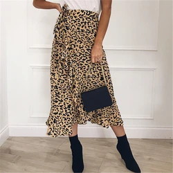 Summer Sexy Estampado de Leopardo Faldas Mujer Moda Elegante Ropa de Cintura Alta Volantes Suelta Delgado Abrigo Largo Faldas Asimétricas 2019 Summer Sexy Estampado de Leopardo Faldas Mujer Moda Elegante Ropa de Cintura Alta Volantes Suelta Delgado Abrigo Largo Faldas Asimétricas 2019
