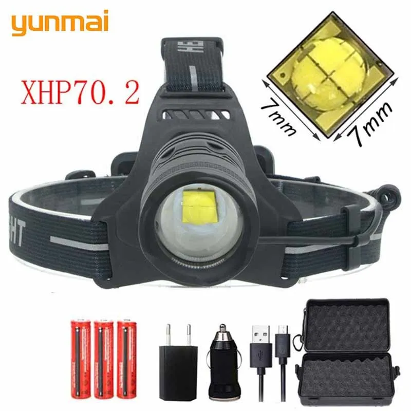 

2019 New Superbright Original Xhp70.2 Led 30w Zoomable Led Headlamp 5000lm Powerful Head Lamp Flashlight Lantern For Running S08