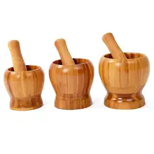 Multifungsi Bawang Putih Tekan Kayu Mortir dan Alu Set Manual Jahe Bumbu Mortar Alu Set Mangkuk Penggiling Penggiling Alat Dapur(China)