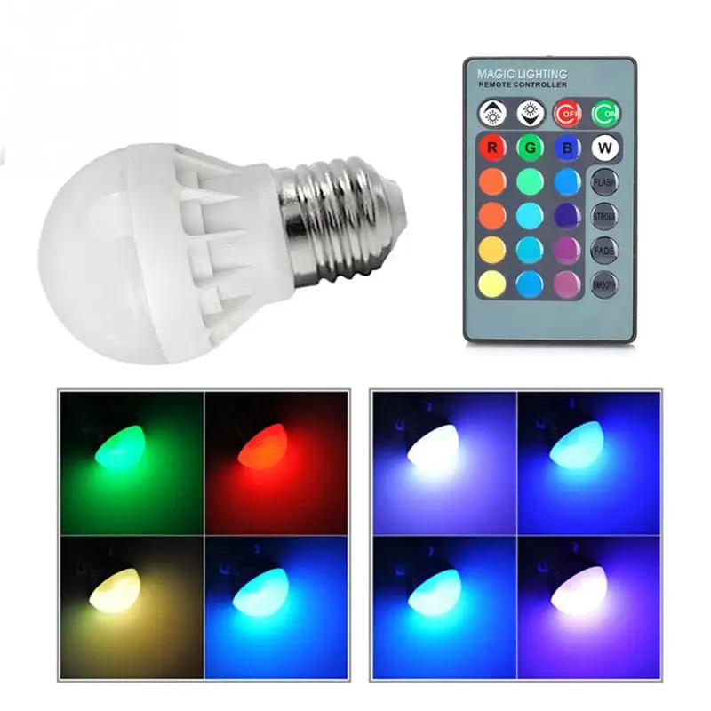 

1PC AC 85V-265V 16 Colorful Changeable RGB LED Spotlight Bulb 3W E27 Christmas Decor Light Lamp+IR Remote Controller